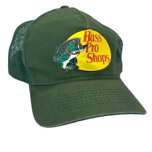 Vintage Bass Pro Shops Green Mesh Snapback OSFM Adjustable Cap Hat Fishing Sport